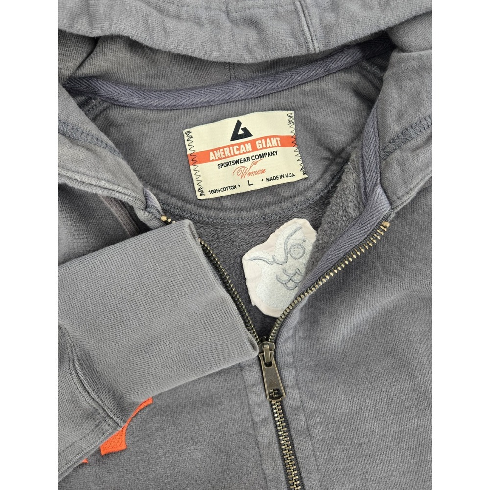 American Giant Classic Full Zip Hoodie Womens Large Grey  Sweater Sweatshirt